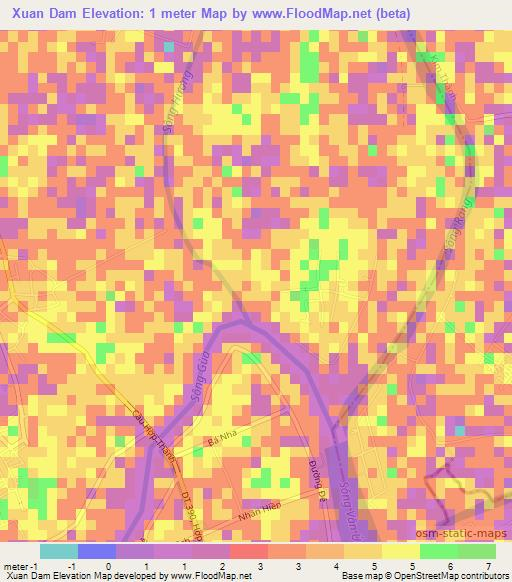 Xuan Dam,Vietnam Elevation Map