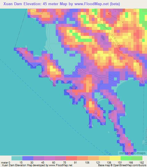 Xuan Dam,Vietnam Elevation Map