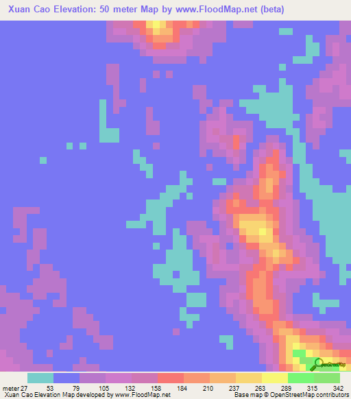 Xuan Cao,Vietnam Elevation Map