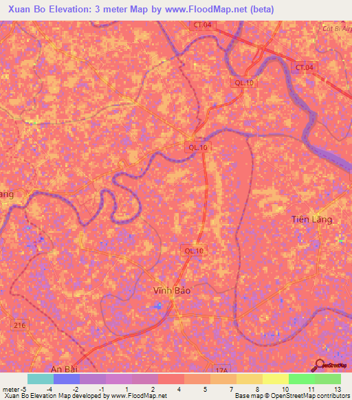 Xuan Bo,Vietnam Elevation Map