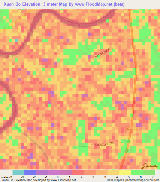 Xuan Bo,Vietnam Elevation Map