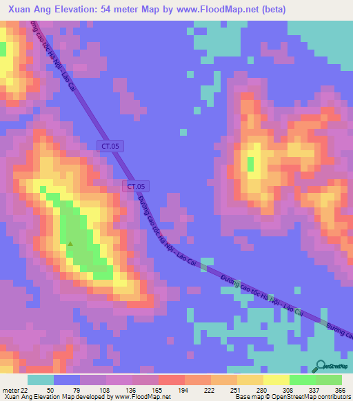 Xuan Ang,Vietnam Elevation Map