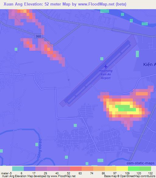 Xuan Ang,Vietnam Elevation Map