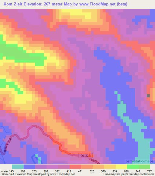 Xom Zieit,Vietnam Elevation Map