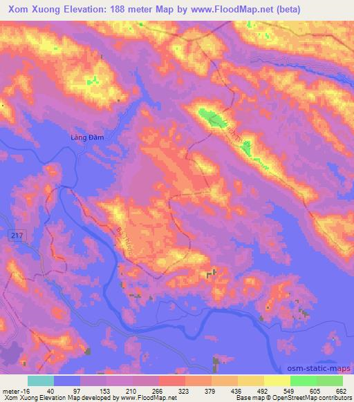 Xom Xuong,Vietnam Elevation Map