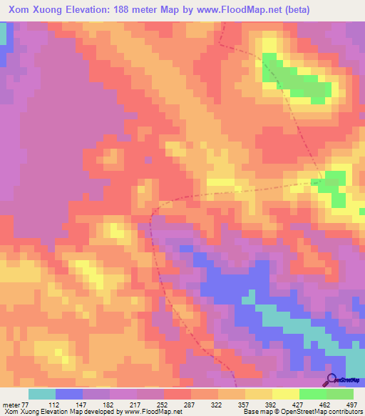 Xom Xuong,Vietnam Elevation Map