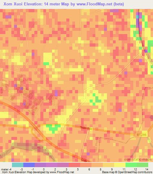 Xom Xuoi,Vietnam Elevation Map