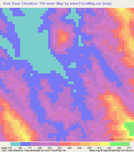 Xom Xuan,Vietnam Elevation Map