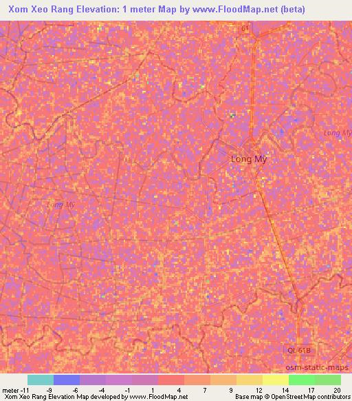 Xom Xeo Rang,Vietnam Elevation Map