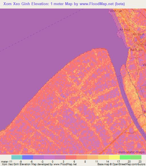 Xom Xeo Ginh,Vietnam Elevation Map