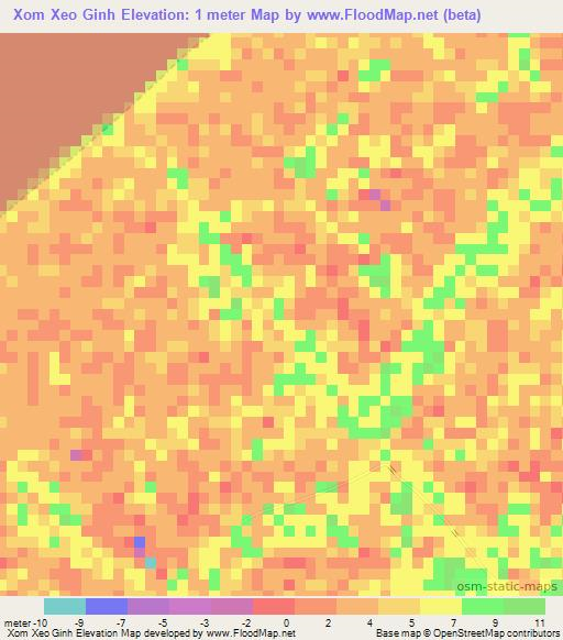 Xom Xeo Ginh,Vietnam Elevation Map