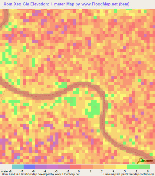 Xom Xeo Gia,Vietnam Elevation Map