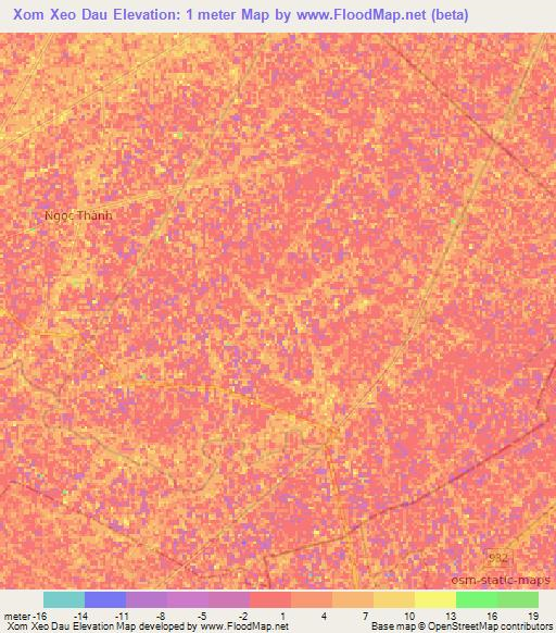 Xom Xeo Dau,Vietnam Elevation Map