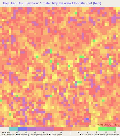 Xom Xeo Dau,Vietnam Elevation Map