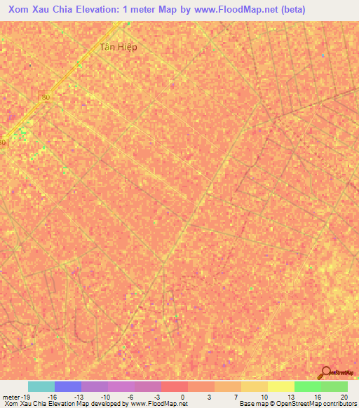 Xom Xau Chia,Vietnam Elevation Map