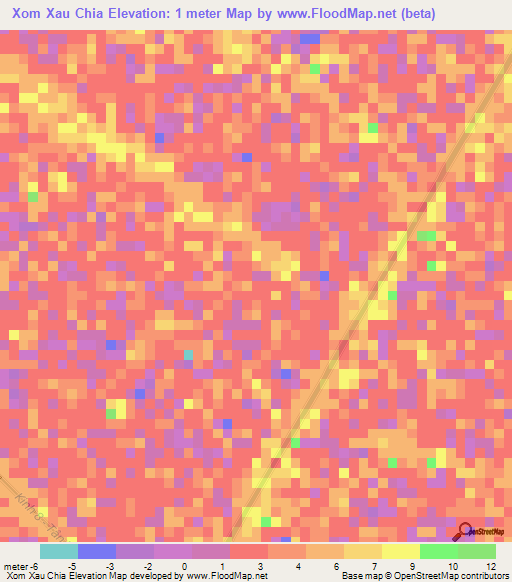 Xom Xau Chia,Vietnam Elevation Map