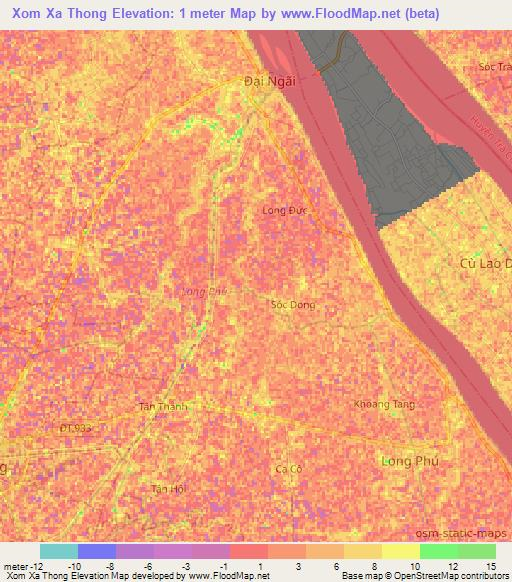 Xom Xa Thong,Vietnam Elevation Map