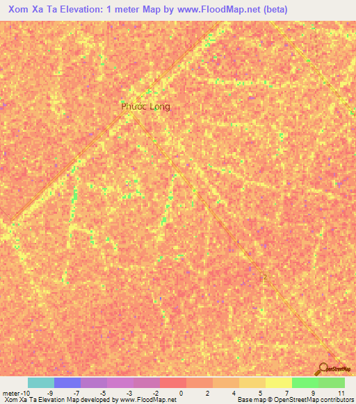 Xom Xa Ta,Vietnam Elevation Map