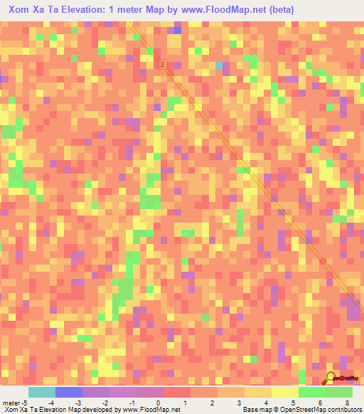 Xom Xa Ta,Vietnam Elevation Map