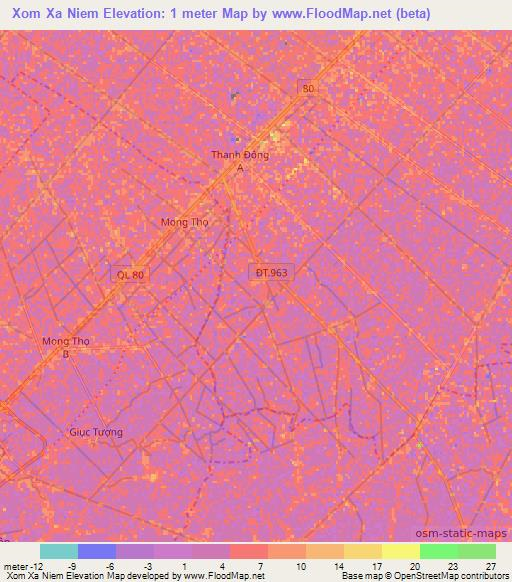 Xom Xa Niem,Vietnam Elevation Map