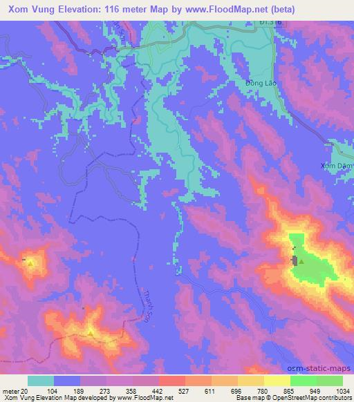 Xom Vung,Vietnam Elevation Map