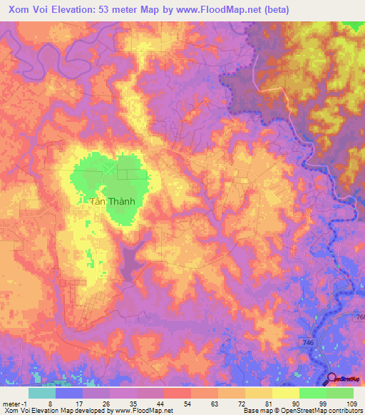 Xom Voi,Vietnam Elevation Map