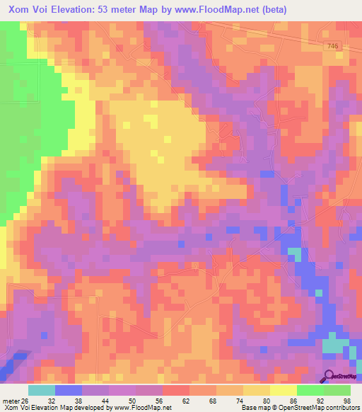 Xom Voi,Vietnam Elevation Map