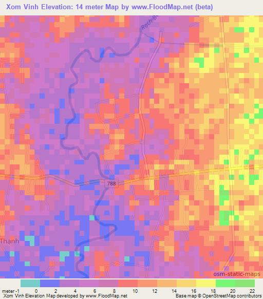 Xom Vinh,Vietnam Elevation Map