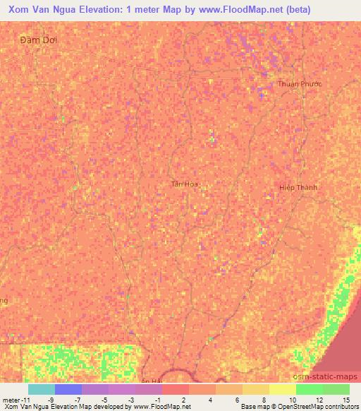 Xom Van Ngua,Vietnam Elevation Map