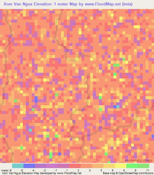 Xom Van Ngua,Vietnam Elevation Map