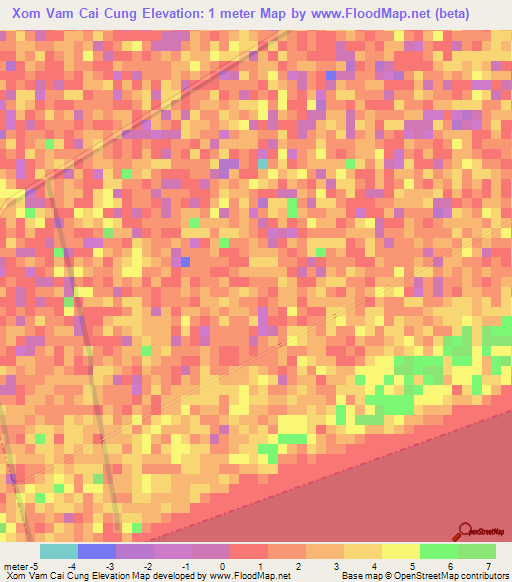 Xom Vam Cai Cung,Vietnam Elevation Map