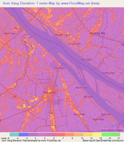 Xom Vang,Vietnam Elevation Map