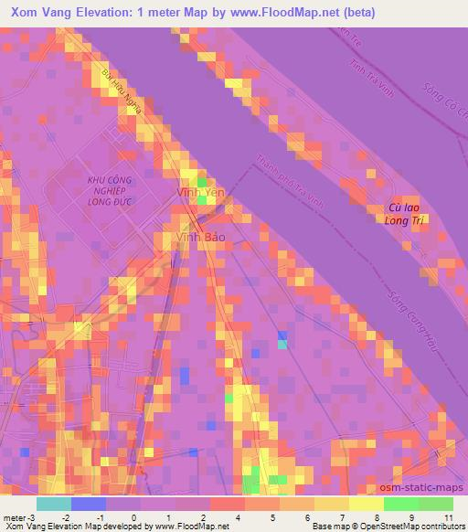 Xom Vang,Vietnam Elevation Map