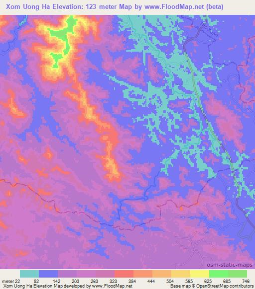 Xom Uong Ha,Vietnam Elevation Map