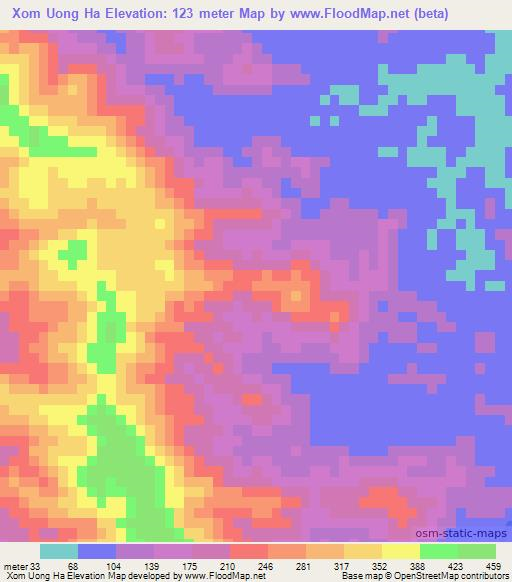 Xom Uong Ha,Vietnam Elevation Map