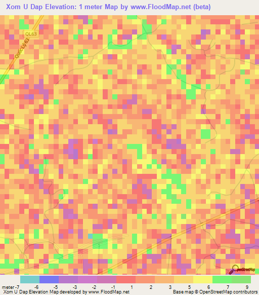 Xom U Dap,Vietnam Elevation Map