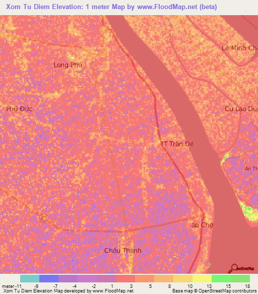 Xom Tu Diem,Vietnam Elevation Map