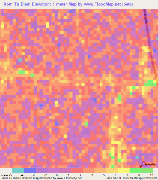 Xom Tu Diem,Vietnam Elevation Map