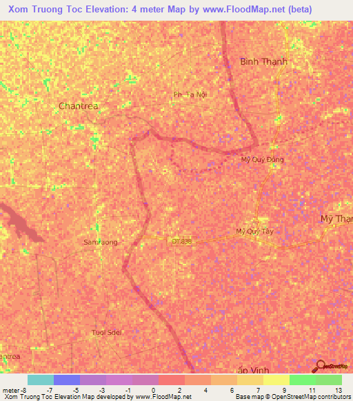 Xom Truong Toc,Vietnam Elevation Map