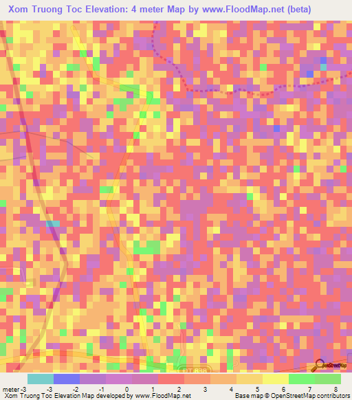 Xom Truong Toc,Vietnam Elevation Map