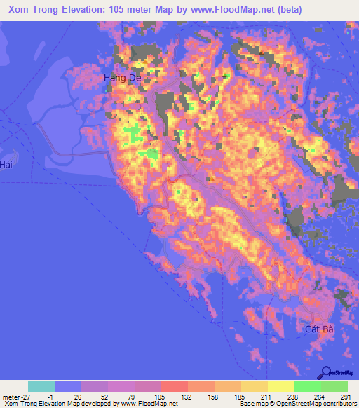 Xom Trong,Vietnam Elevation Map