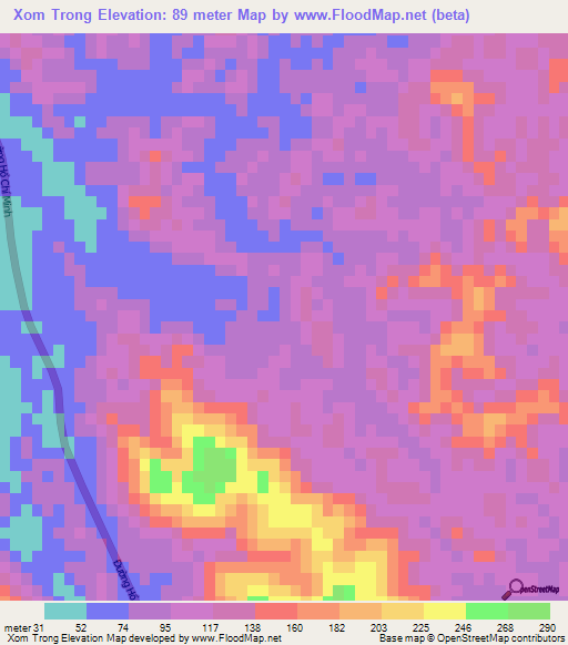 Xom Trong,Vietnam Elevation Map