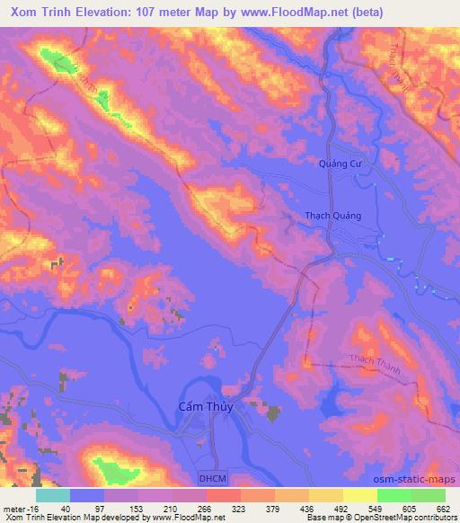 Xom Trinh,Vietnam Elevation Map