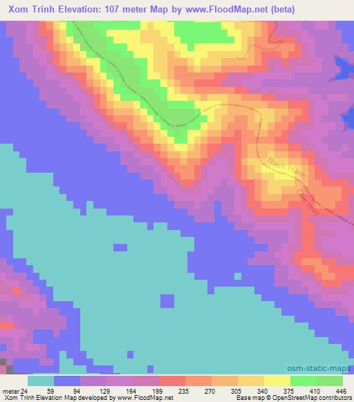 Xom Trinh,Vietnam Elevation Map