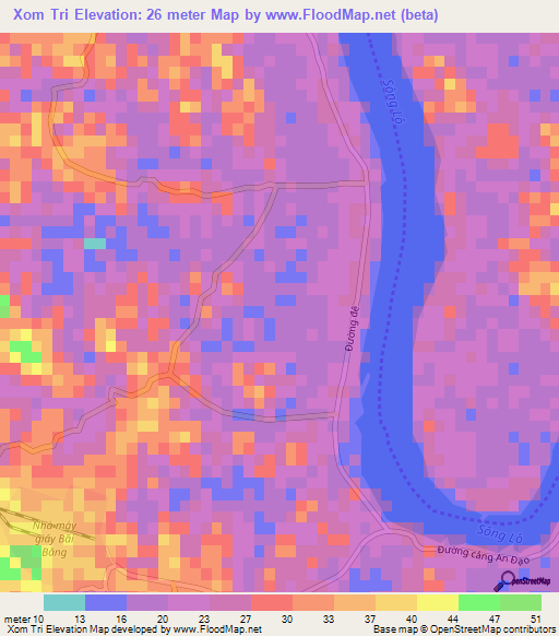 Xom Tri,Vietnam Elevation Map