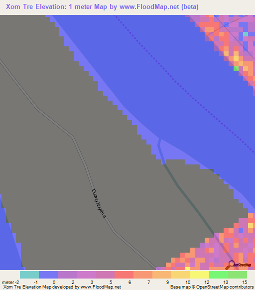 Xom Tre,Vietnam Elevation Map