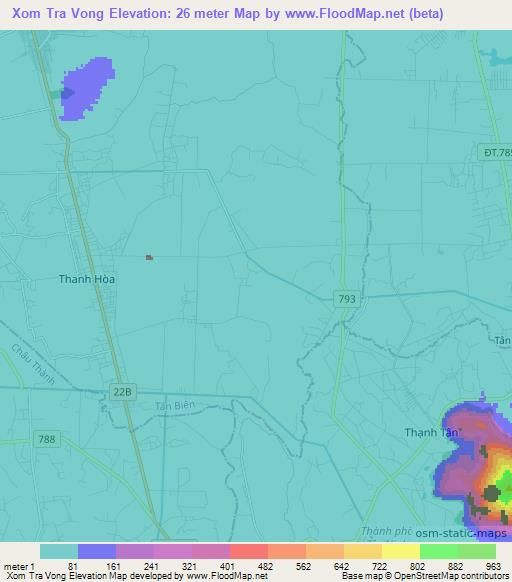 Xom Tra Vong,Vietnam Elevation Map