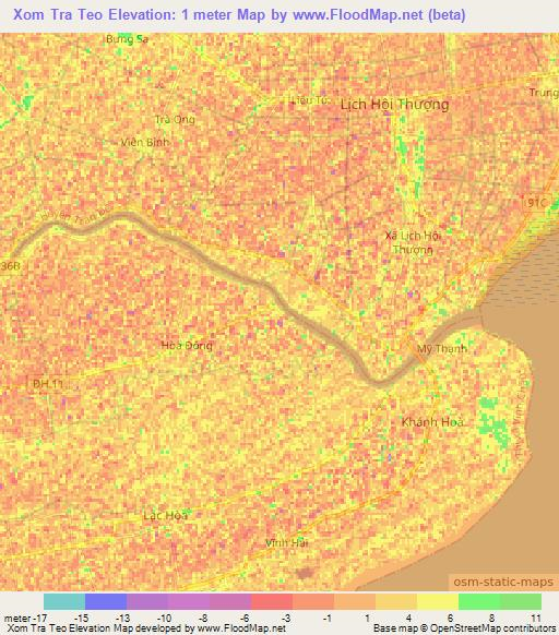 Xom Tra Teo,Vietnam Elevation Map