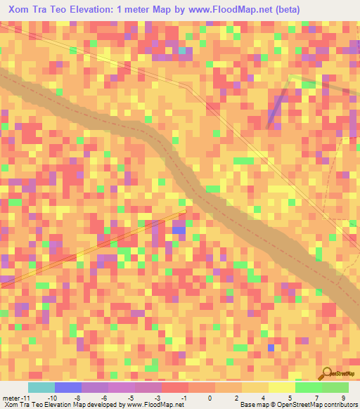 Xom Tra Teo,Vietnam Elevation Map