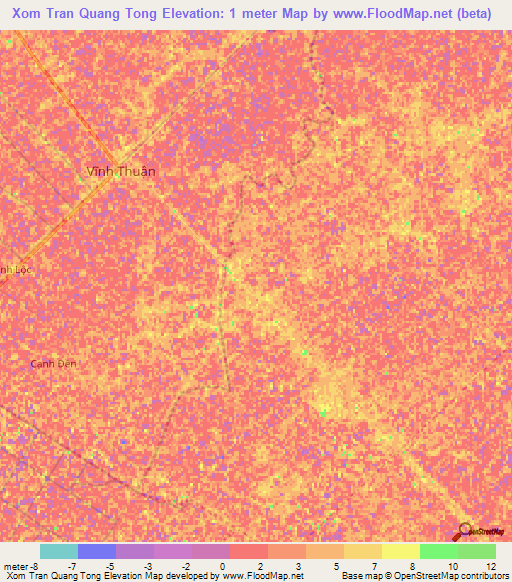 Xom Tran Quang Tong,Vietnam Elevation Map